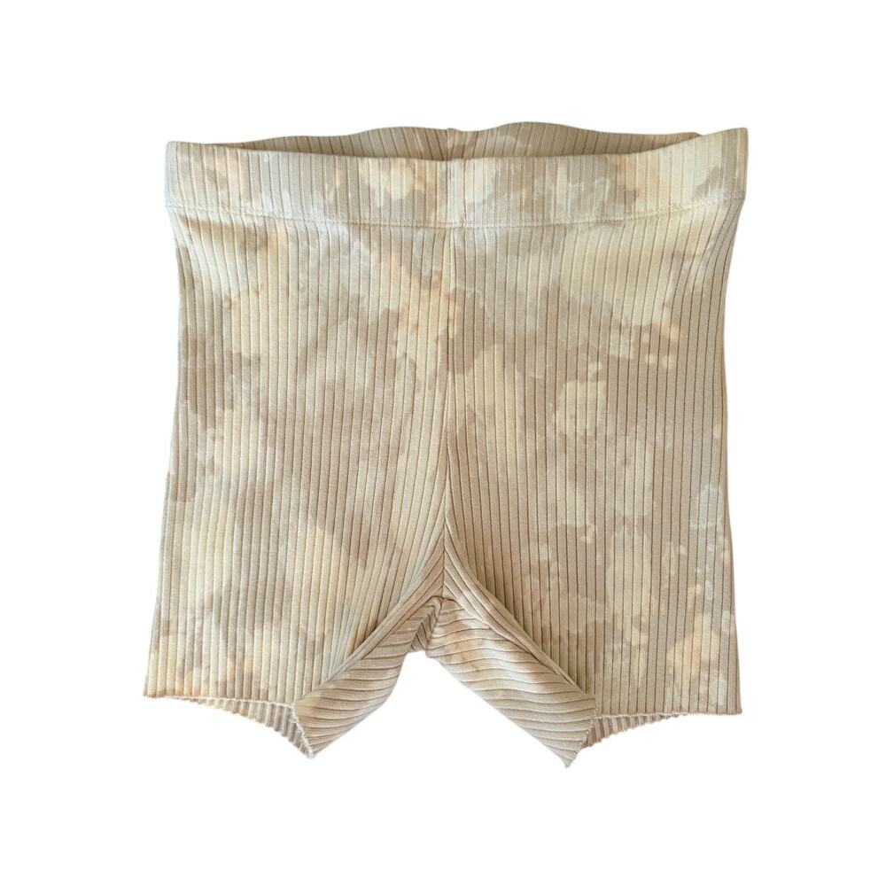 Cotton Citizen Ribbed Biker Shorts Medium Beige Cream Tie Dye Cotton Stretch USA